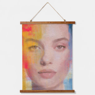 Elegante Schilderkunstige Gezichtillustratie Hangend Wandkleed
