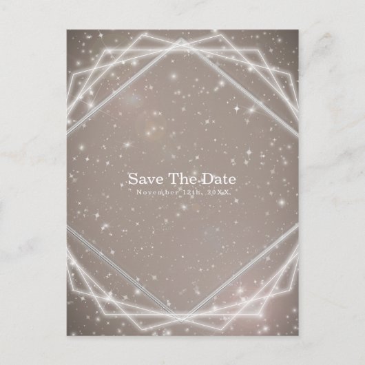 Elegante schittering moderne geometrische Save the Aankondigingskaart (Voorkant)
