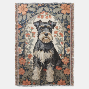 Elegante Schnauzer William Morris geïnspireerde bl Deken