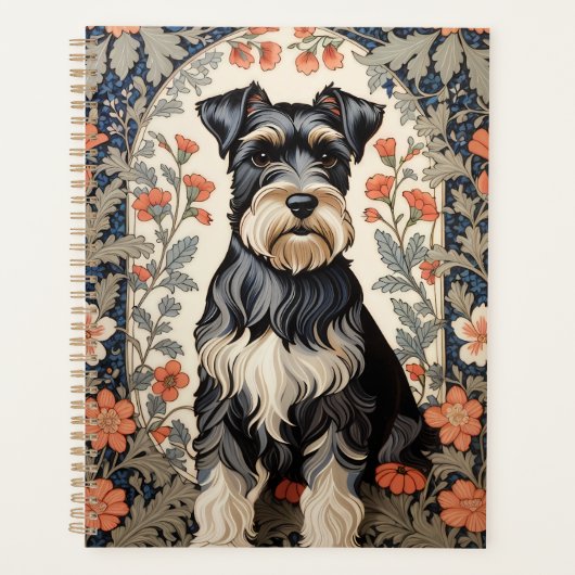 Elegante Schnauzer William Morris Geïnspireerde Bl Planner (Voorkant)