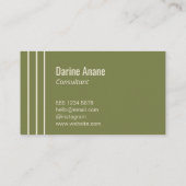 Elegante schone eenvoudige salie groen & witte str visitekaartje (Achterkant)