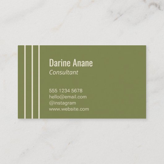 Elegante schone eenvoudige salie groen & witte str visitekaartje (Achterkant)