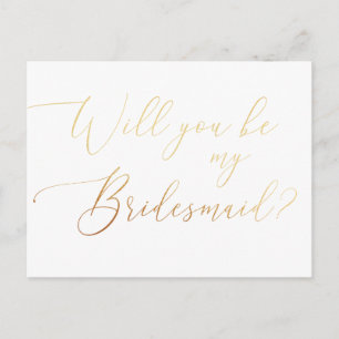 Elegante schone gouden kalligrafie bruidsmeisje vo uitnodiging briefkaart