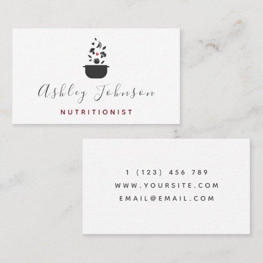 Elegante schone groenten & pot voedingsdeskundige visitekaartje (Voorkant / Achterkant)