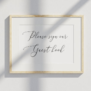 Elegante schone kalligrafie gastenboek bruiloft te poster