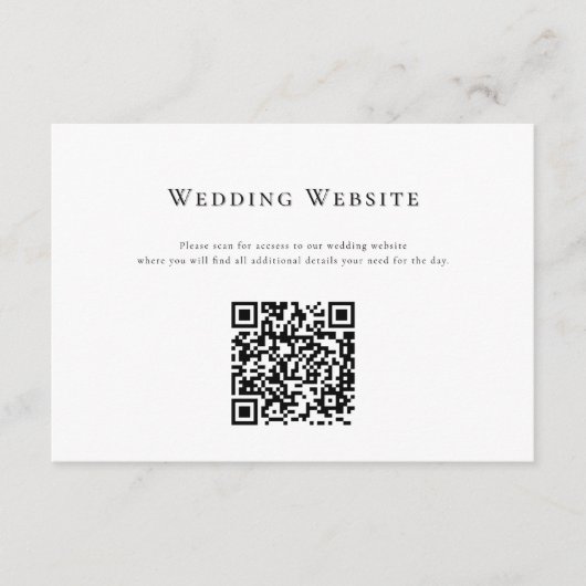 Elegante schone minimale bruiloft website QR-code Informatiekaartje (Voorkant)