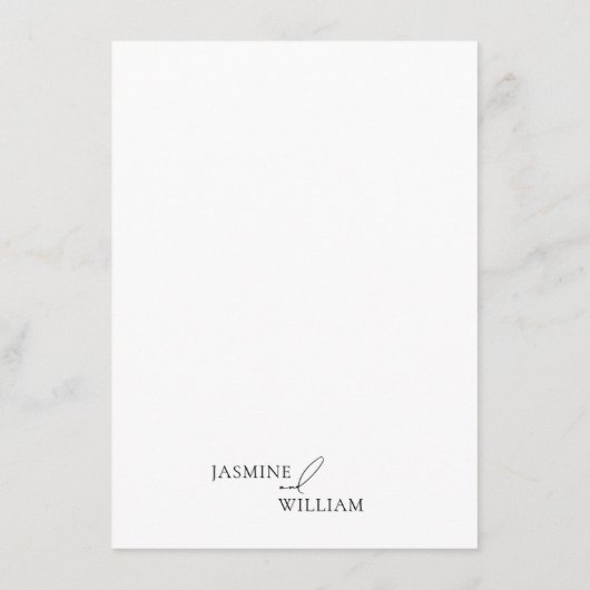 Elegante schone minimale huwelijksdetails informatiekaartje (Achterkant)