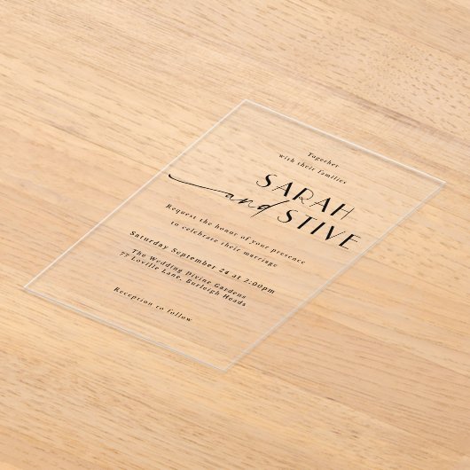 Elegante schone minimalistische ontwerp bruiloft acryl uitnodigingen (Laagn)