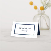 Elegante schone moderne marine blauw & wit bruilof plaatskaartje (Voorkant)
