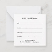 Elegante schone stijlvolle zwart witte schoonheids notitiekaartje (Achterkant)