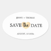 Elegante schone trouw gouden hart save the date  ovale sticker (Voorkant)