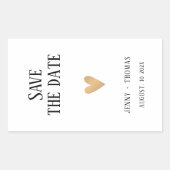 Elegante schone trouw gouden hart Save the date Rechthoekige Sticker (Voorkant)