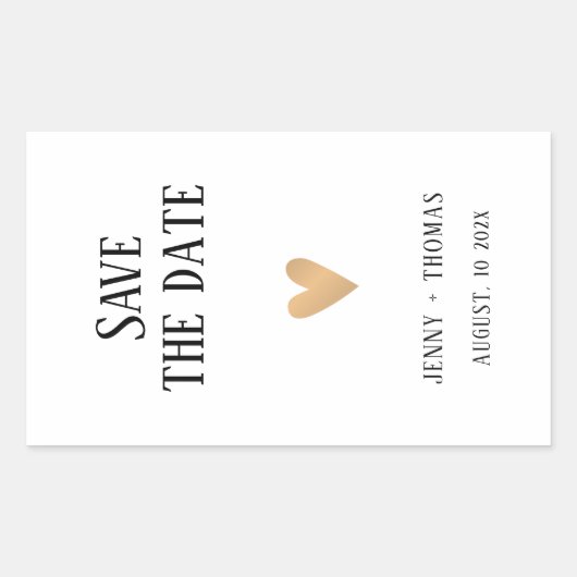 Elegante schone trouw gouden hart Save the date  Rechthoekige Sticker (Voorkant)