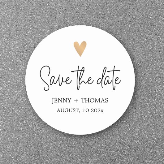 Elegante schone trouw gouden hart Save the date Ronde Sticker