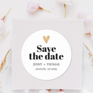 Elegante schone trouw gouden hart Save the date Ronde Sticker