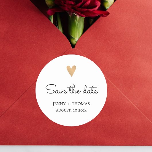 Elegante schone trouw gouden hart Save the date Ronde Sticker