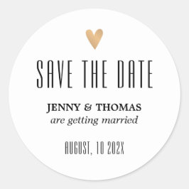 Elegante schone trouw gouden hart Save the date Ronde Sticker
