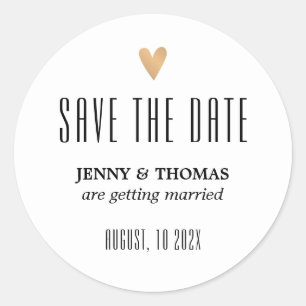 Elegante schone trouw gouden hart Save the date Ronde Sticker