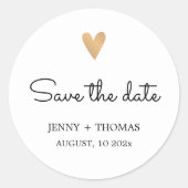 Elegante schone trouw gouden hart Save the date Ronde Sticker (Voorkant)