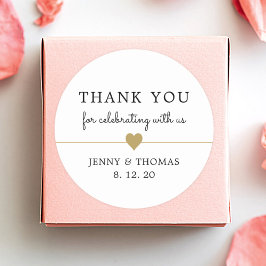 Elegante schone witte nepgoud hart bedankt ronde sticker