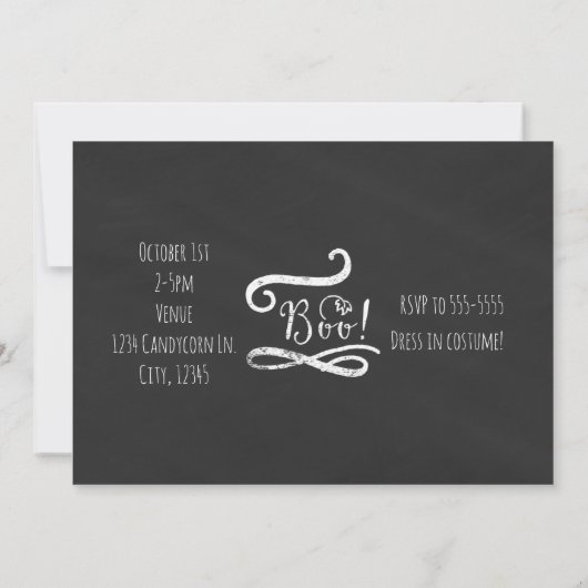 Elegante schoolbord pompoen Halloween uitnodiginge Kaart (Achterkant)