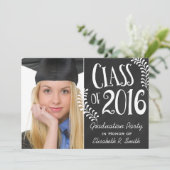 Elegante schoolbordklasse van 2016 Graduation Part Kaart (Staand voorkant)
