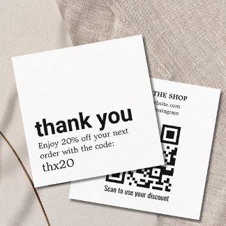 Elegante Schoon Stout Bedankt QR Code Kortingskaartje