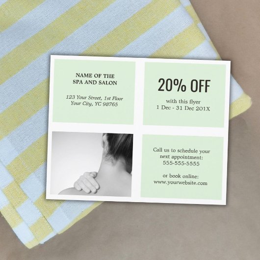 Elegante Schoon Wit Groen Foto Massage Therapeut Flyer