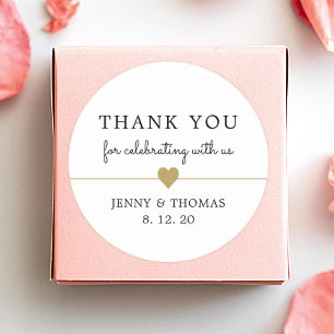 Elegante Schoon Witte Nep Gouden Hart Bedankt Ronde Sticker