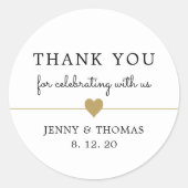 Elegante Schoon Witte Nep Gouden Hart Dankjewel Ronde Sticker (Voorkant)