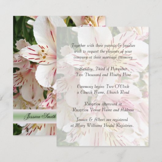 Elegante schoonheid Alstroemeria bruiloft uitnodig Kaart (Voorkant / Achterkant)