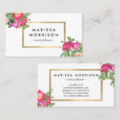 Elegante Schoonheid Bloemen Wit en Faux Goud Visitekaartje (Voorkant / Achterkant)