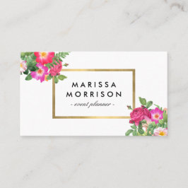 Elegante Schoonheid Bloemen Wit en Faux Goud Visitekaartje