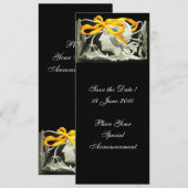 ELEGANTE SCHOONHEID / DAME MET GELE STROOK EN BLOE SAVE THE DATE (Voorkant / Achterkant)