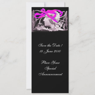ELEGANTE SCHOONHEID / DAME MET ROZE LINT EN BLOEME KAART