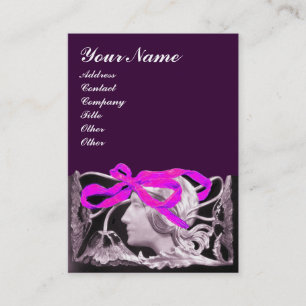 ELEGANTE SCHOONHEID / DAME MET ROZE LINT EN BLOEME VISITEKAARTJE