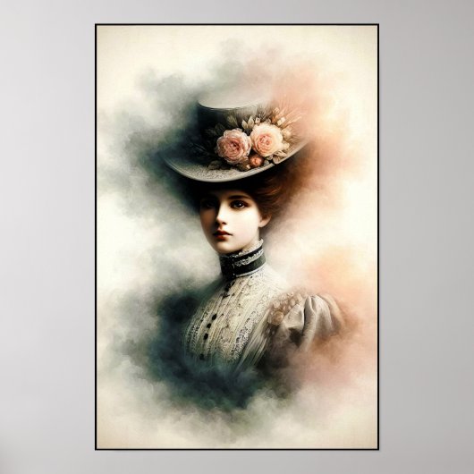 Elegante Schoonheid in Vintage Mist Poster (Voorkant)