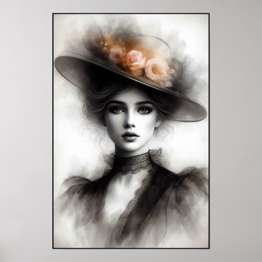 Elegante Schoonheid in Vintage Mist Poster (Voorkant)