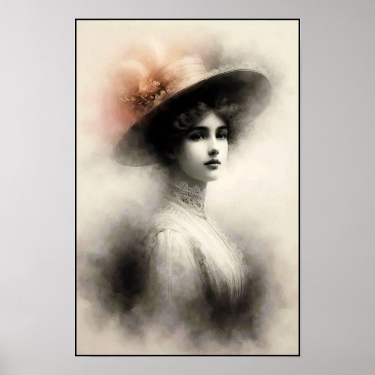 Elegante schoonheid in vintage nevel poster (Voorkant)