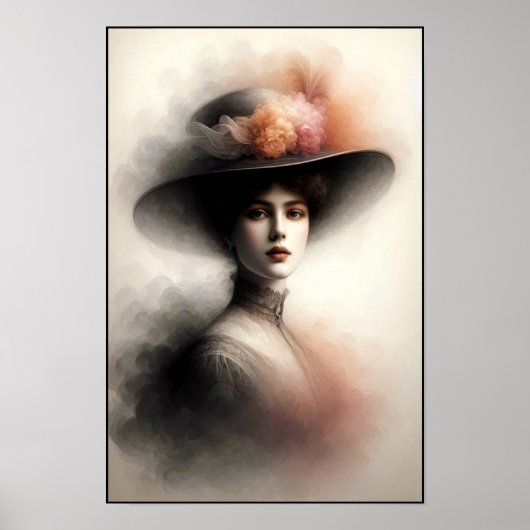 Elegante schoonheid in vintage nevel poster (Voorkant)