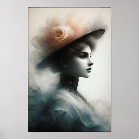 Elegante schoonheid in vintage nevel poster (Voorkant)