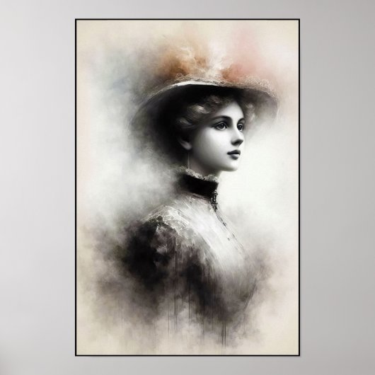 Elegante schoonheid in vintage nevel poster (Voorkant)