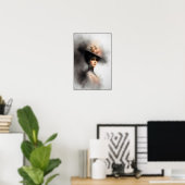 Elegante schoonheid in vintage nevel poster (Thuiskantoor)