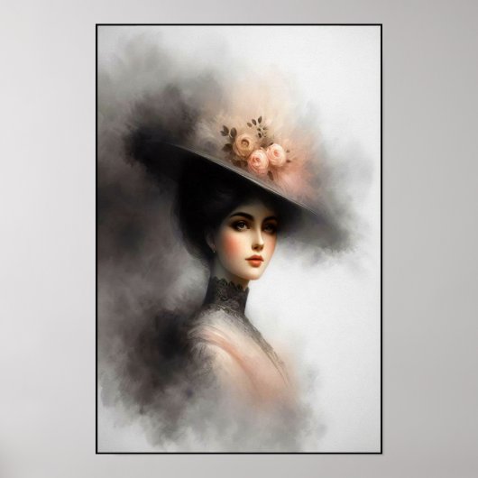 Elegante schoonheid in vintage nevel poster (Voorkant)