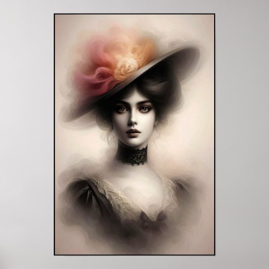 Elegante schoonheid in vintage nevel poster (Voorkant)