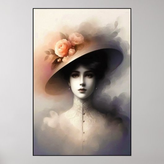 Elegante schoonheid in vintage nevel poster (Voorkant)