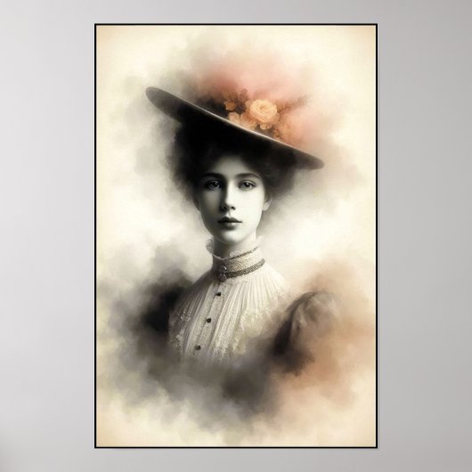 Elegante schoonheid in vintage nevel poster (Voorkant)