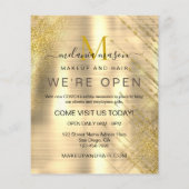 Elegante schoonheid Metallic Goud Sparkly Glitter  Flyer (Achterkant)