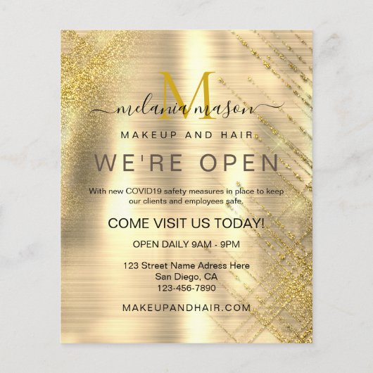 Elegante schoonheid Metallic Goud Sparkly Glitter Flyer (Achterkant)