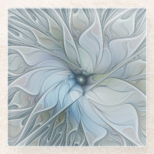 Elegante schoonheid moderne abstracte fractale kun glazen onderzetter